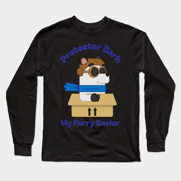 Protector Bark My Furry Savior Super Dog Long Sleeve T-Shirt by Distinkt